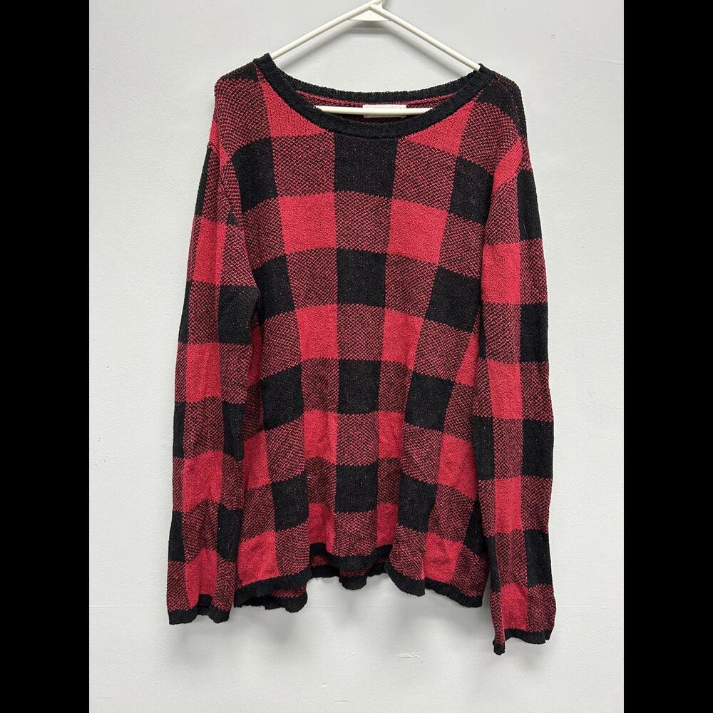 Cozy Red and Black Plaid Sweater